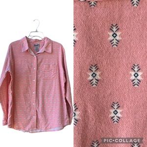 Wrangler Women’s L Aztec Print Cotton Light Weight Flannel Button Down Shirt.